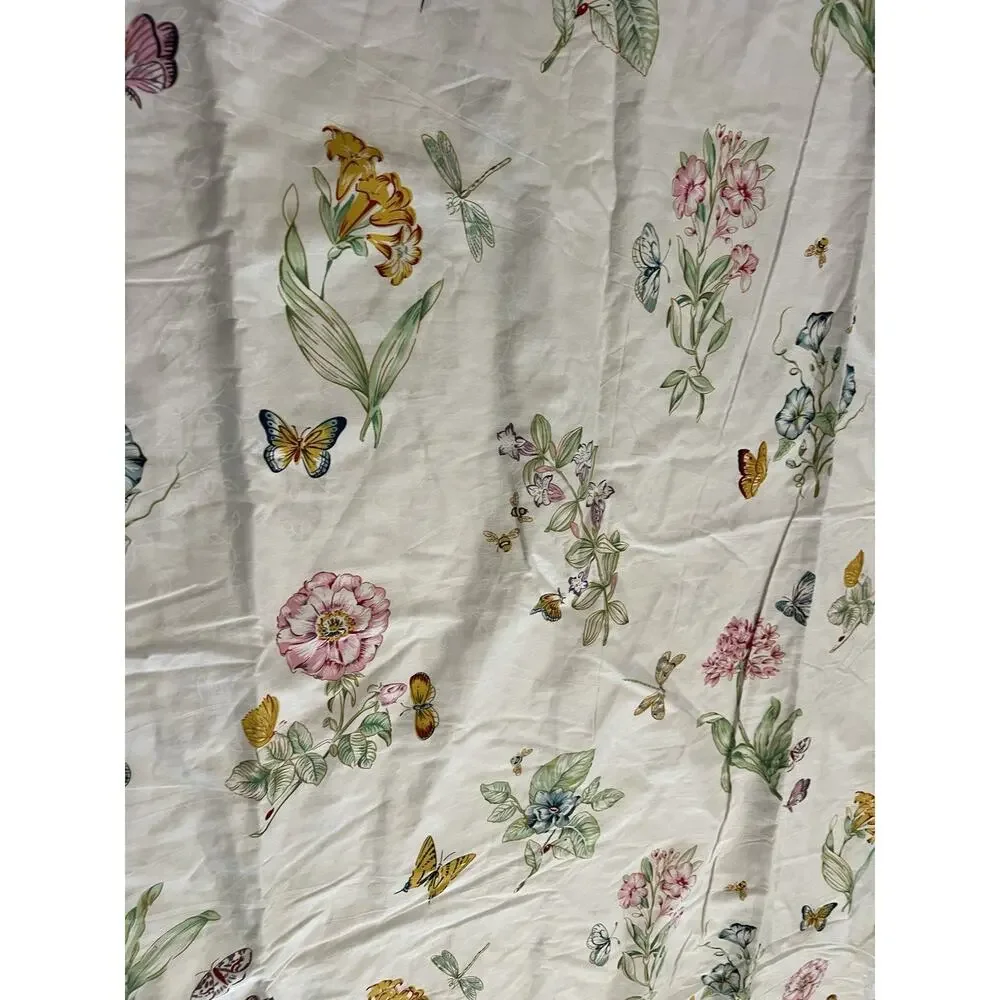 Butterfly Meadow Full Duvet Cover Natural Botanical 100% Cotton Floral Garden